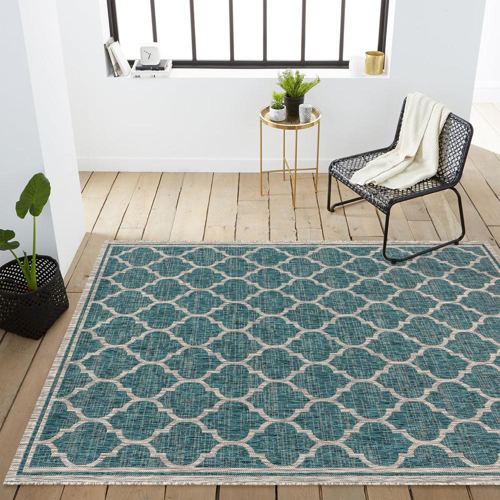 Trebol Moroccan Trellis Textured Weave Indoor/Outdoor Area Rug. Picture 11