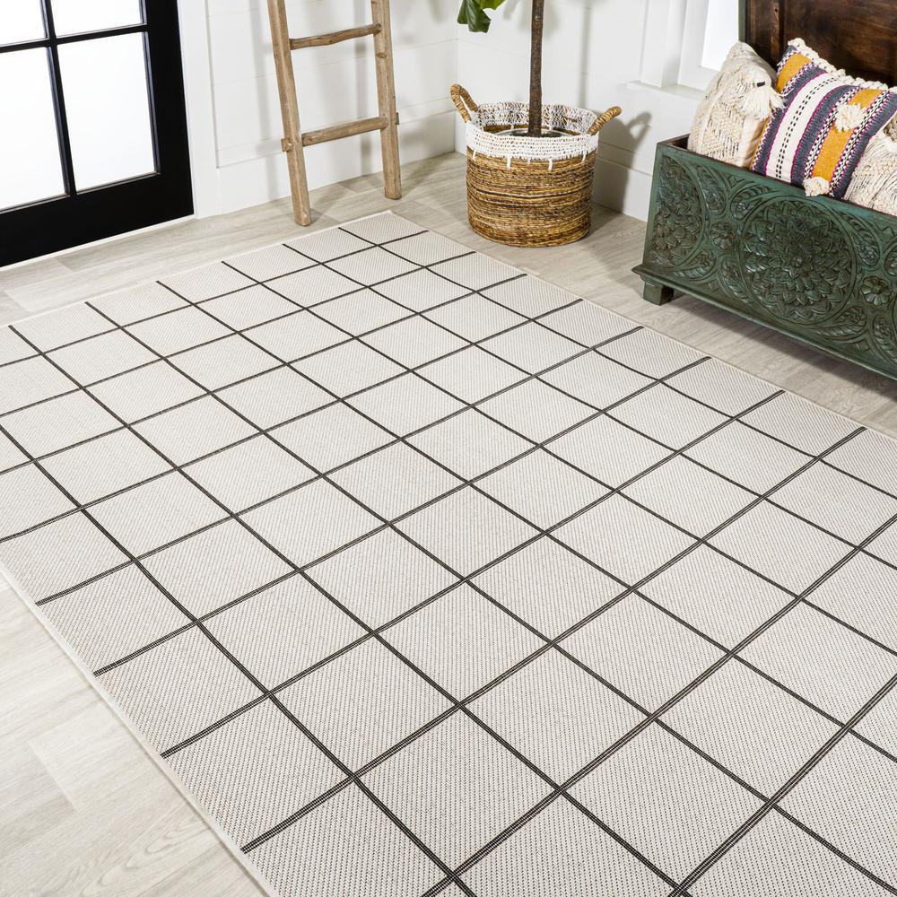 Grid Modern Squares Indoor/Outdoor Area Rug. Picture 18
