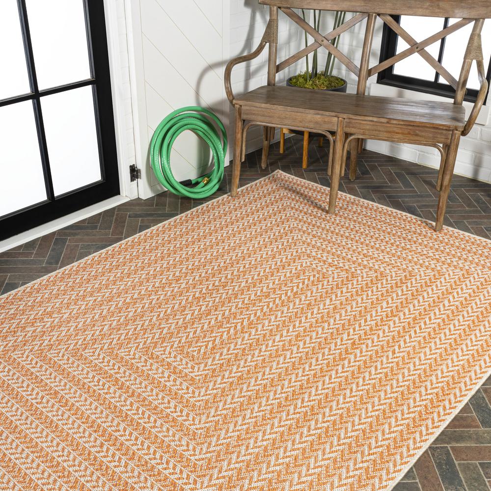 Chevron Modern Concentric Squares Indoor/Outdoor Area Rug. Picture 9