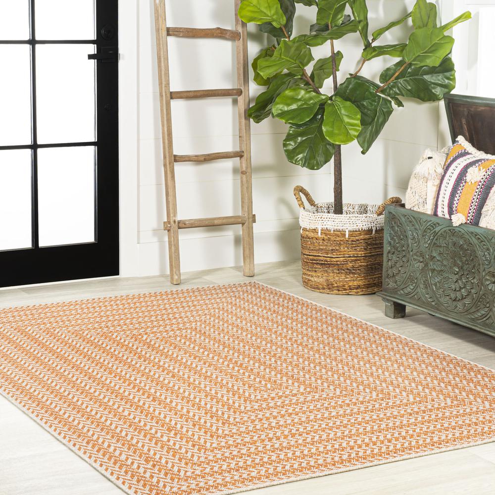Chevron Modern Concentric Squares Indoor/Outdoor Area Rug. Picture 6