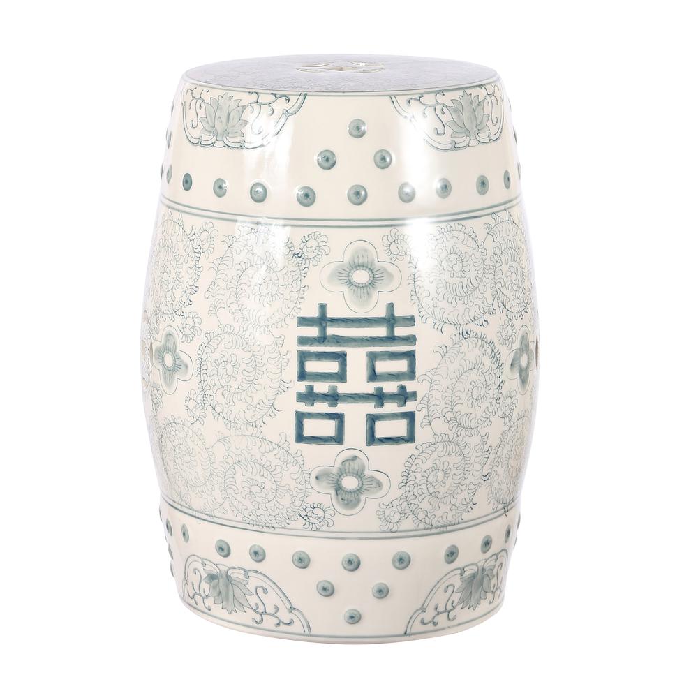 Double Chinoiserie Ceramic Drum Garden Stool. Picture 2
