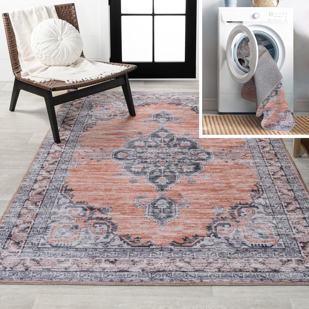 Wincer Chenille Cottage Medallion Machine-Washable Area Rug. Picture 10