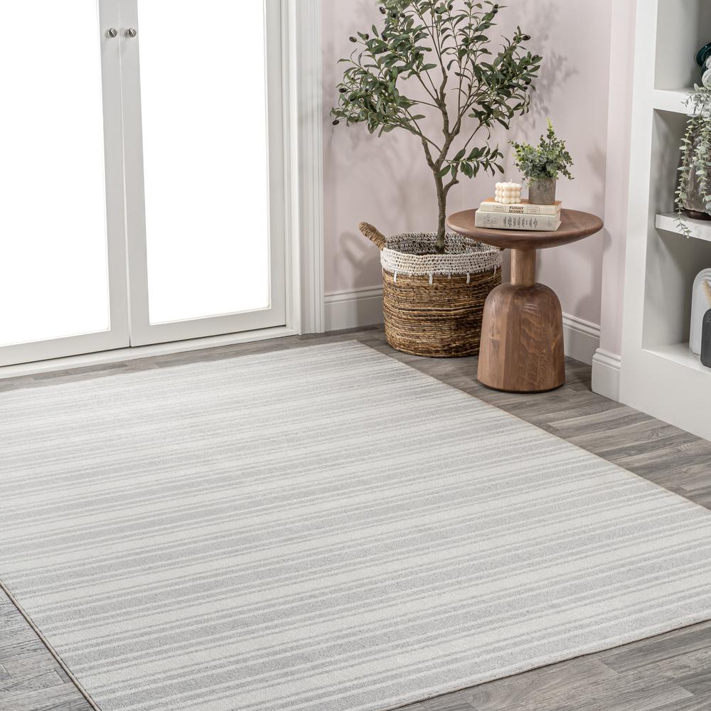 Fawning Two-Tone Striped Classic Low-Pile Machine-Washable Area Rug. Picture 9