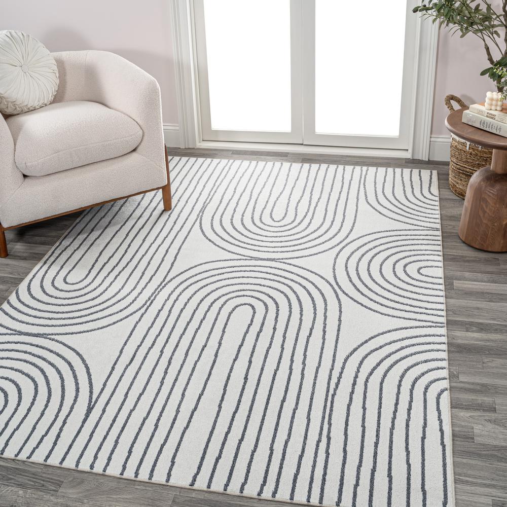 Doodle Contemporary Glam Geometric Machine-Washable Area Rug. Picture 7