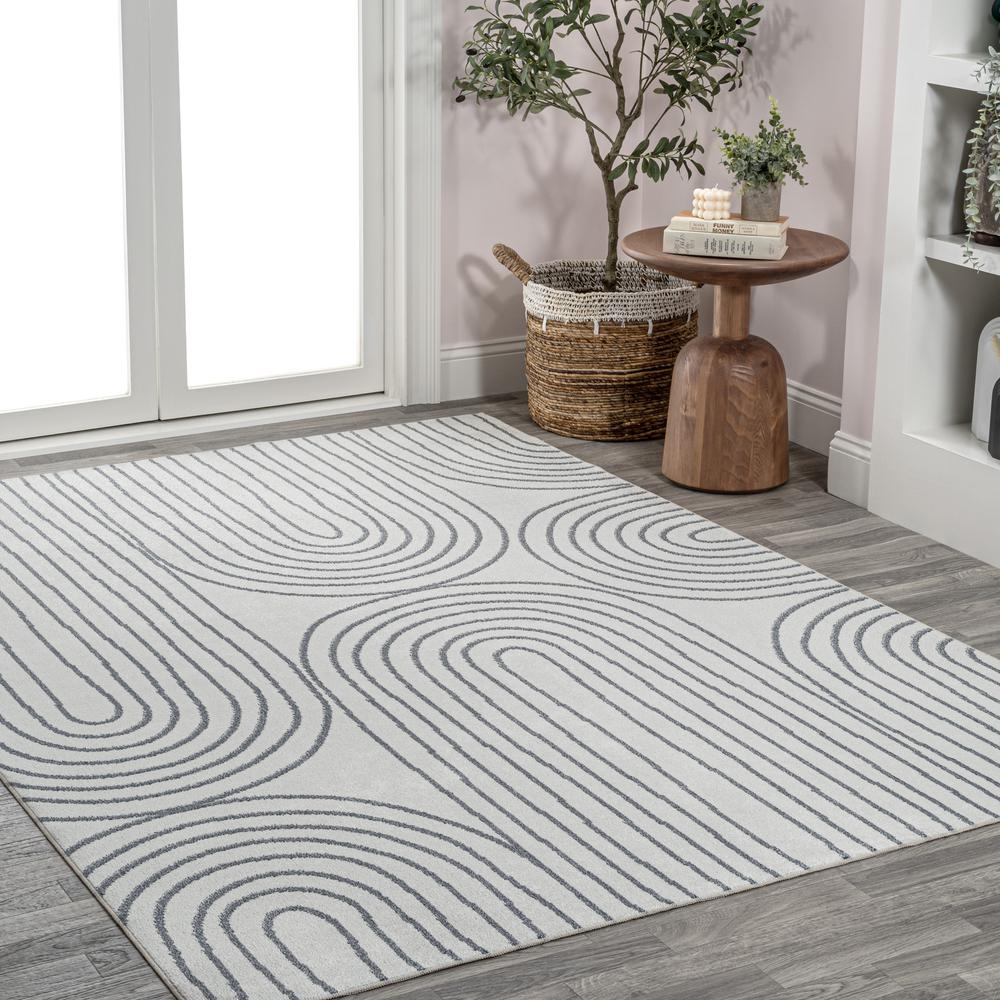 Doodle Contemporary Glam Geometric Machine-Washable Area Rug. Picture 9