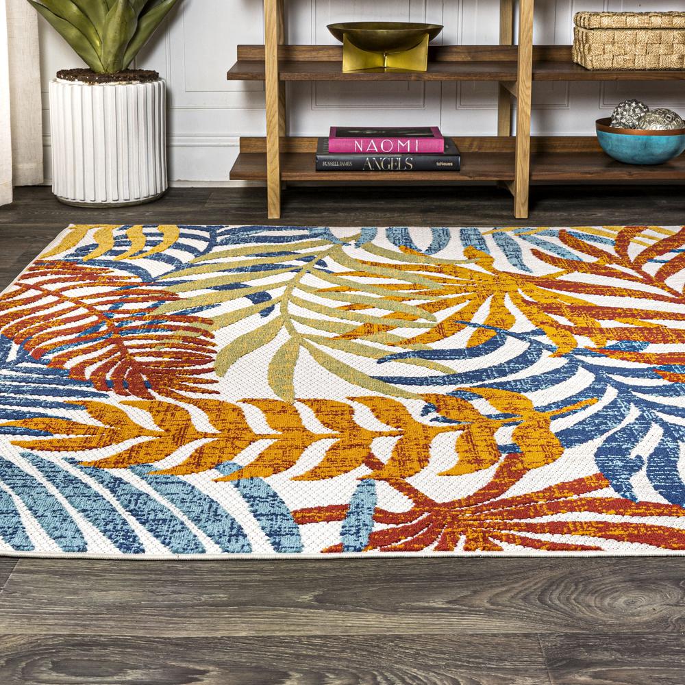 Tropics Palm Leaves Indoor/Outdoor Area Rug. Picture 4