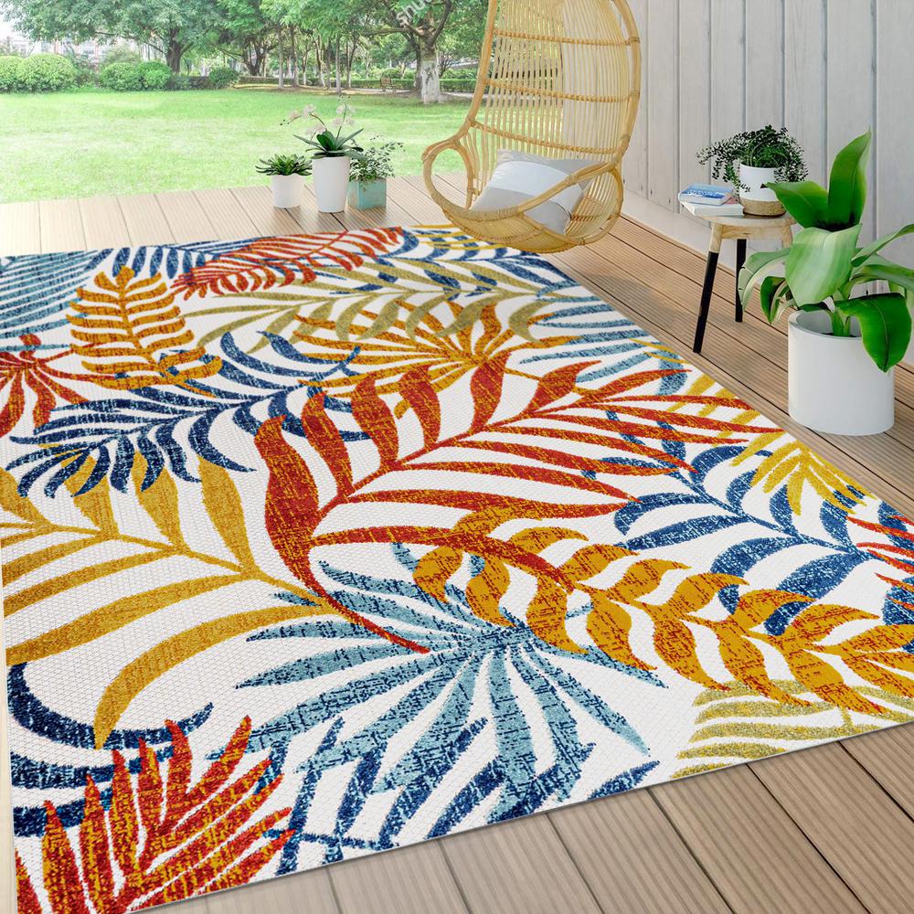 Tropics Palm Leaves Indoor/Outdoor Area Rug. Picture 7