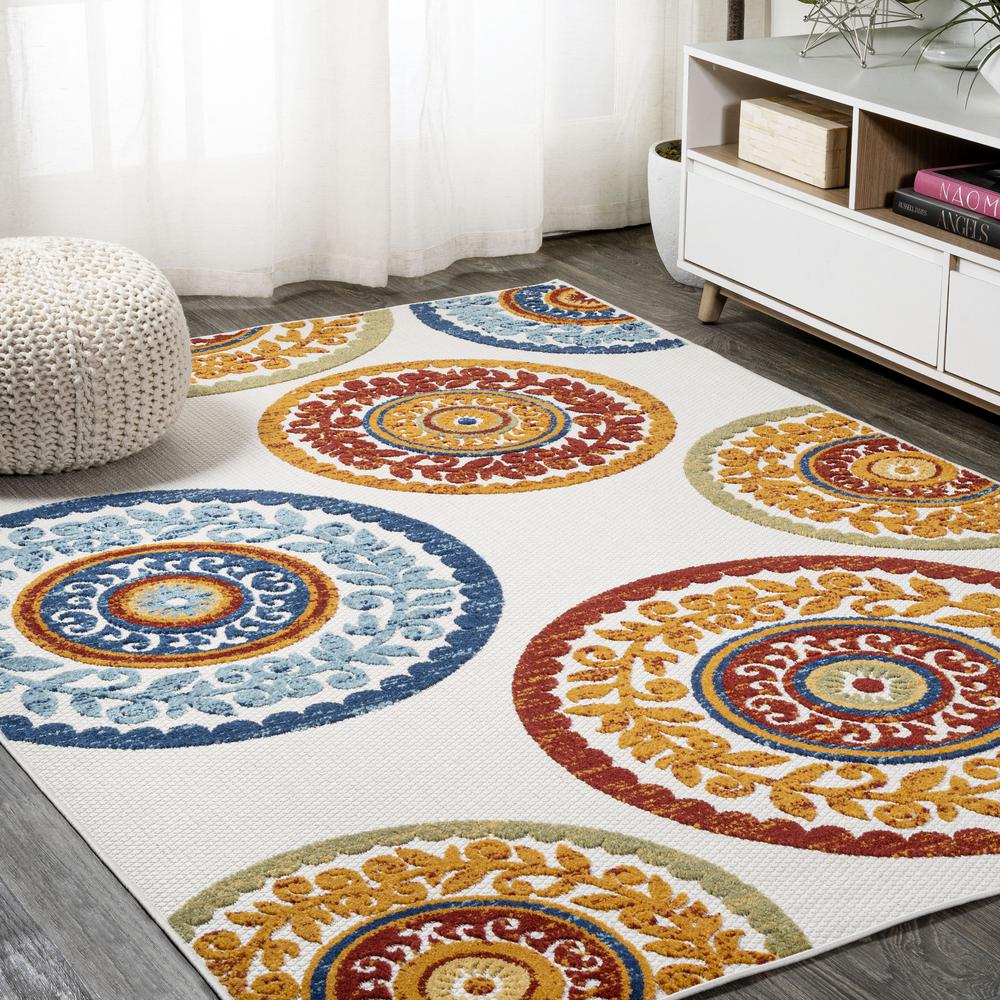 Circus Medallion High-Low Indoor/Outdoor Area Rug. Picture 3