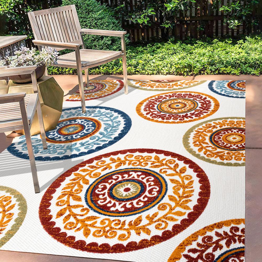 Circus Medallion High-Low Indoor/Outdoor Area Rug. Picture 6