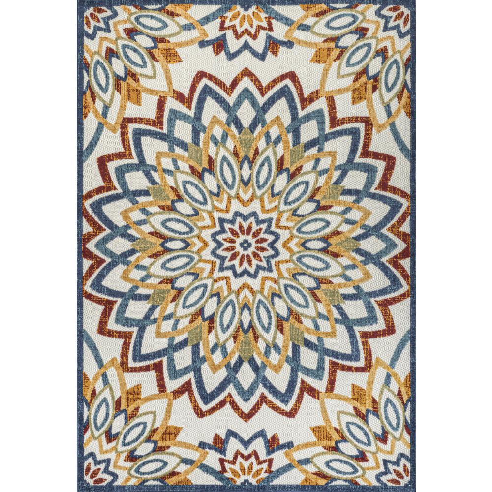 Flora Abstract Bold Mandala High-Low Indoor/Outdoor Area Rug. Picture 1