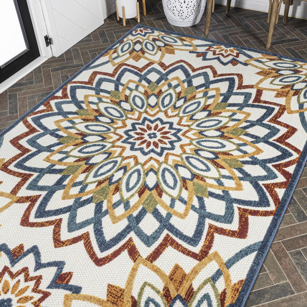 Flora Abstract Bold Mandala High-Low Indoor/Outdoor Area Rug. Picture 9