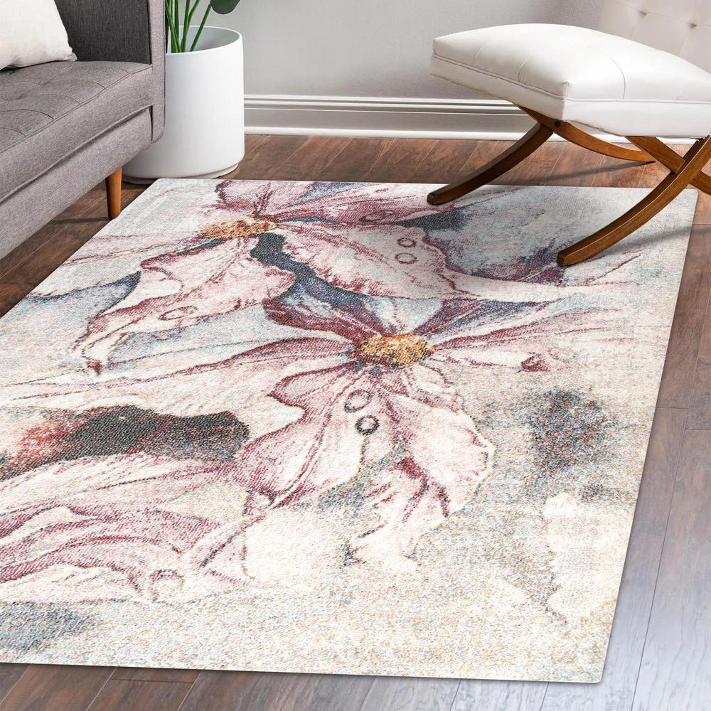 Pastello Modern Abstract Muted Flowers Area Rug. Picture 11