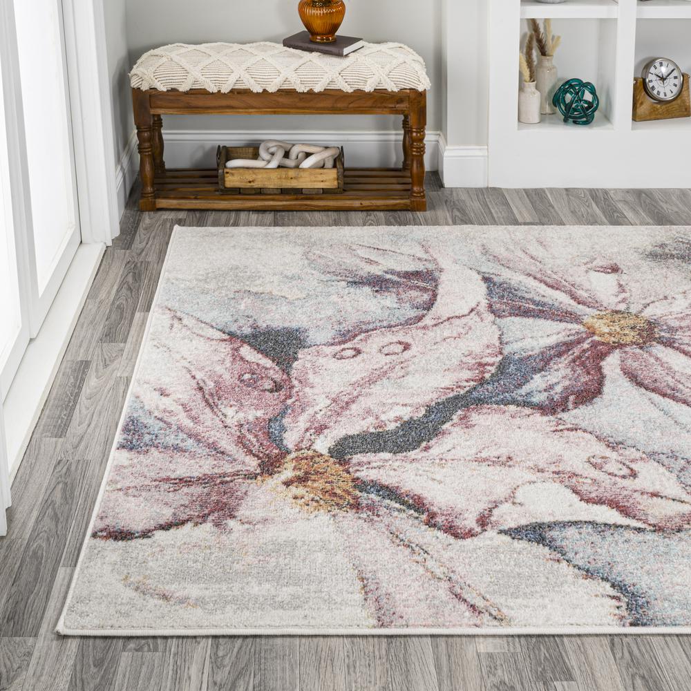Pastello Modern Abstract Muted Flowers Area Rug. Picture 4