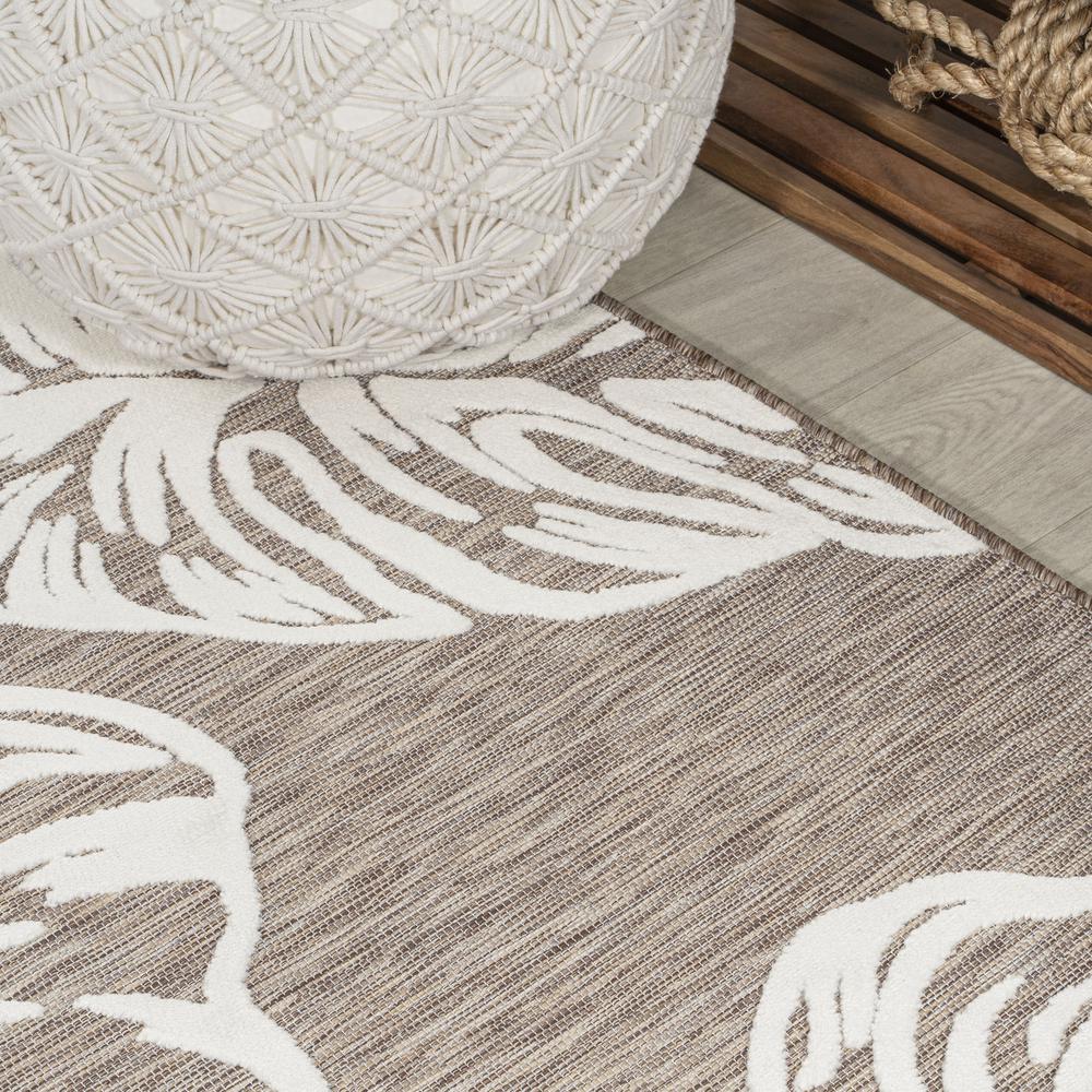 Tobago High-Low Two Tone Monstera Leaf Area Rug. Picture 8