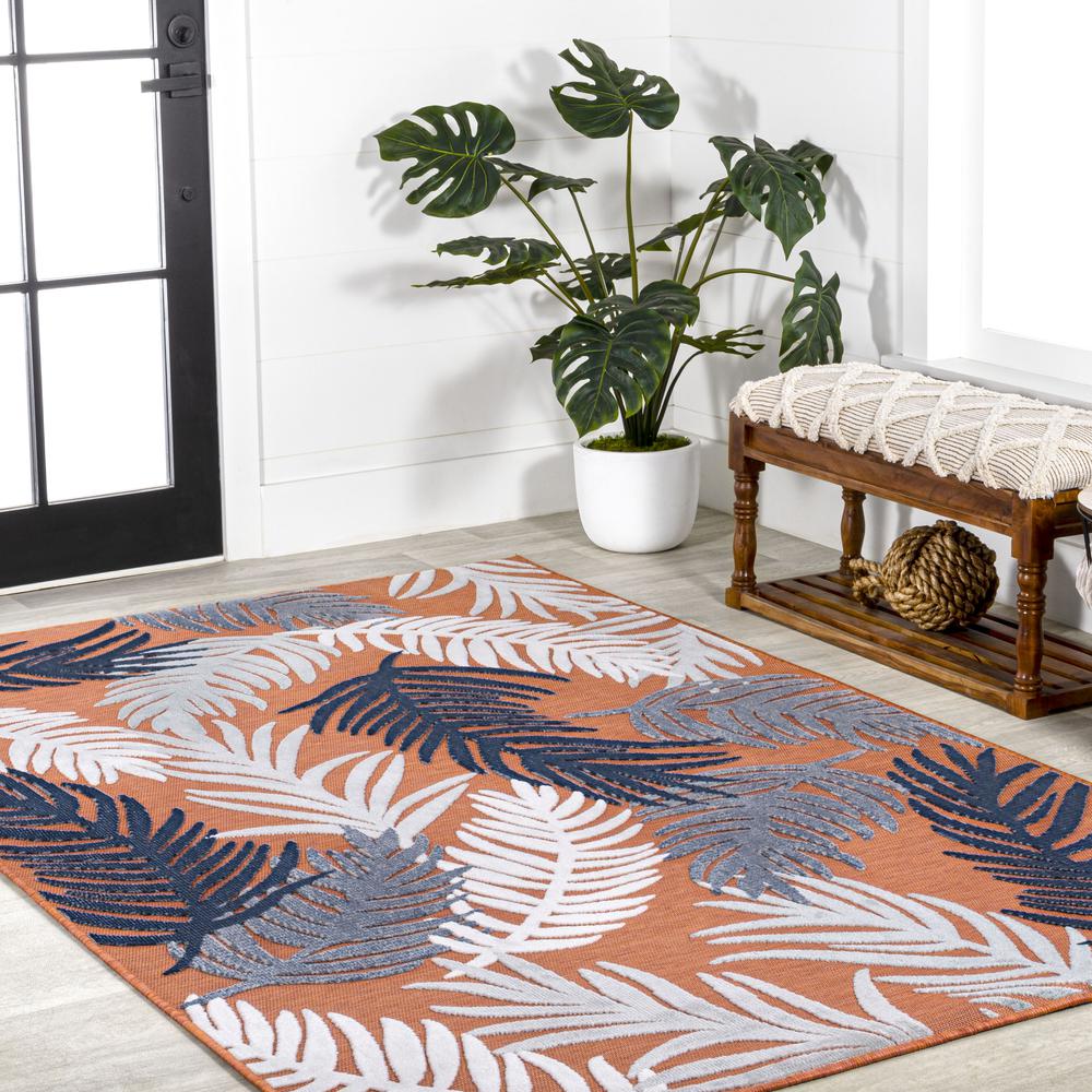 Montego High-Low Tropical Palm Area Rug. Picture 6