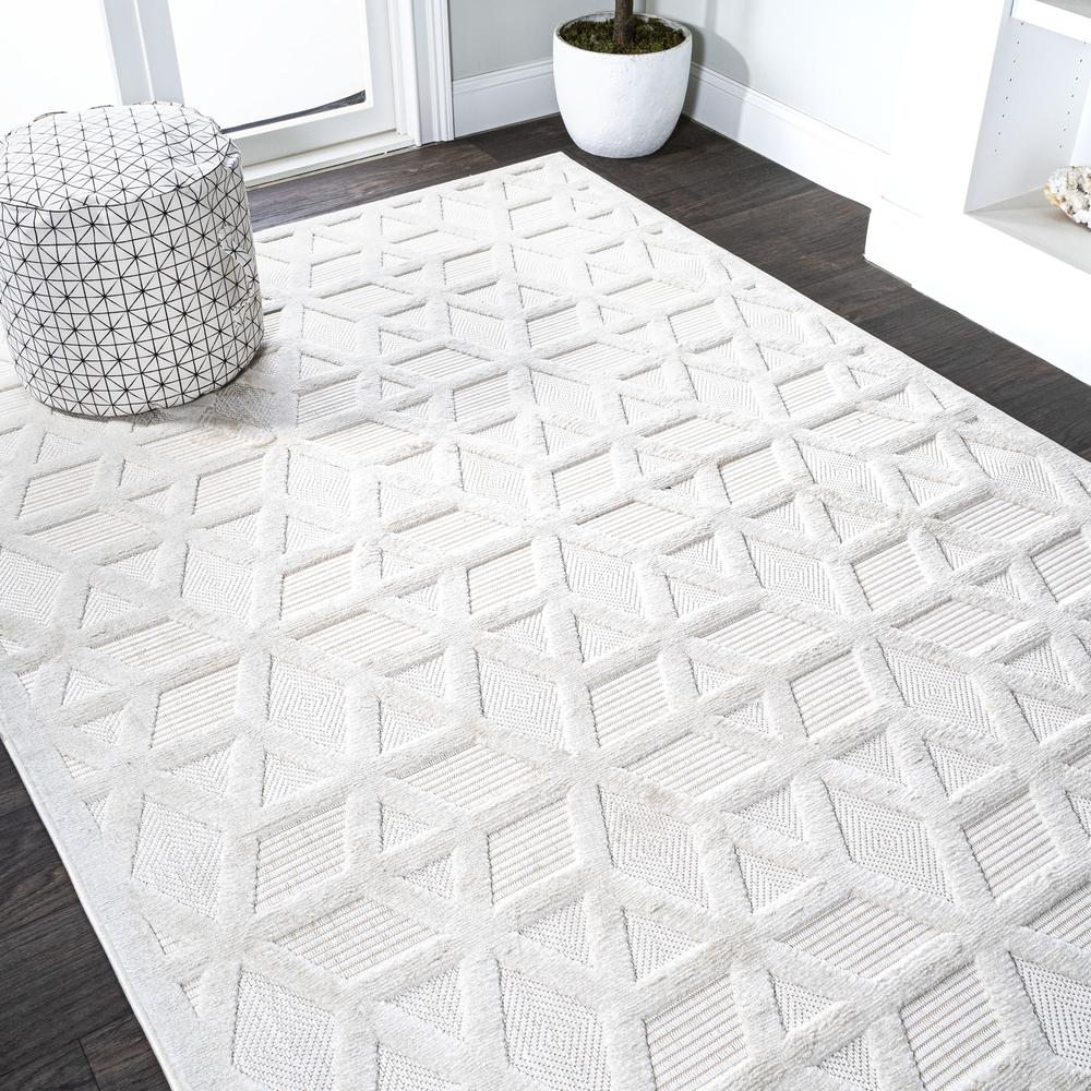 Talaia Neutral Geometric Indoor/Outdoor Area Rug. Picture 5