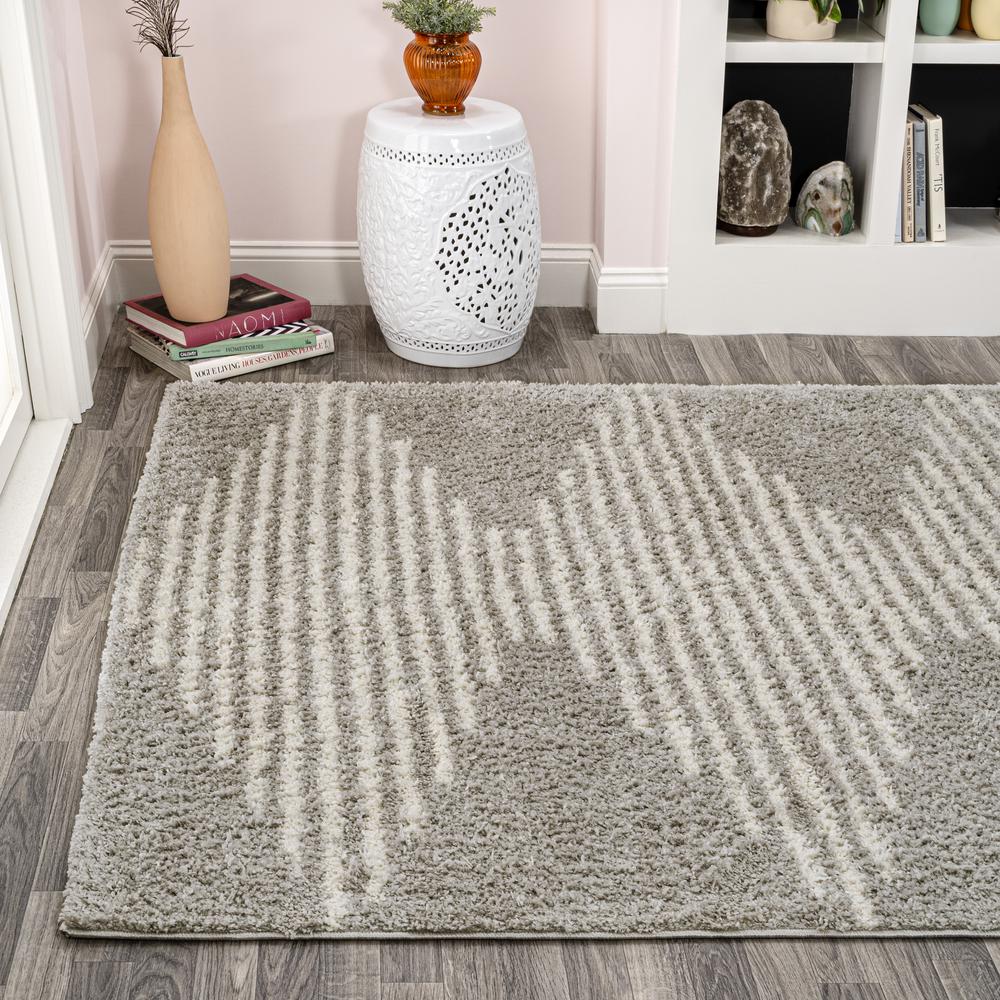 Petra Abstract Stripe Geometric Shag Area Rug. Picture 7