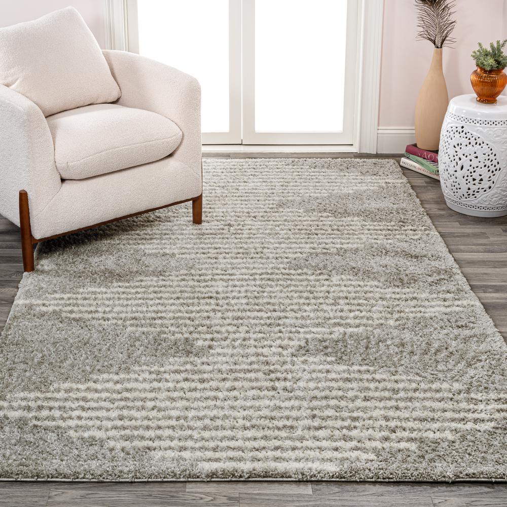 Petra Abstract Stripe Geometric Shag Area Rug. Picture 8