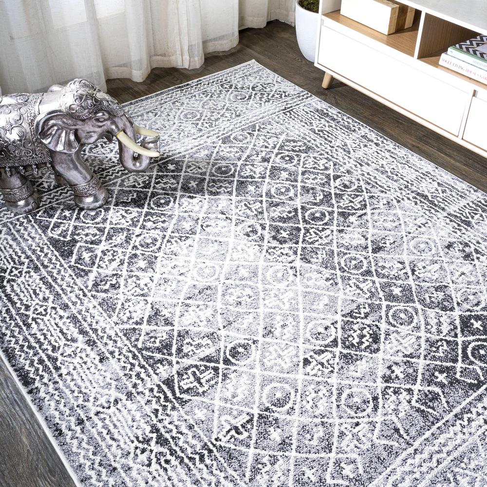 Iften Moroccan Geometric Distressed Area Rug. Picture 5