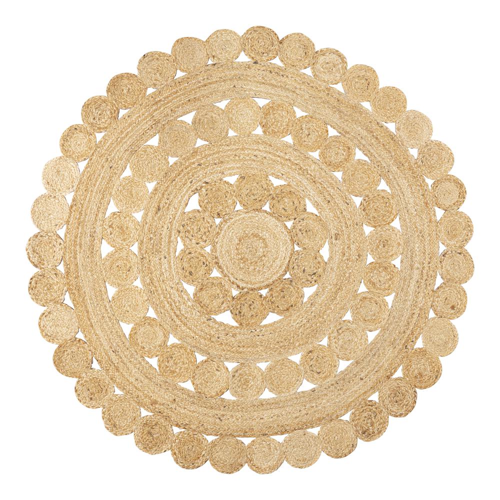Daisy Hippy Jute Medallion Circle Area Rug. Picture 1