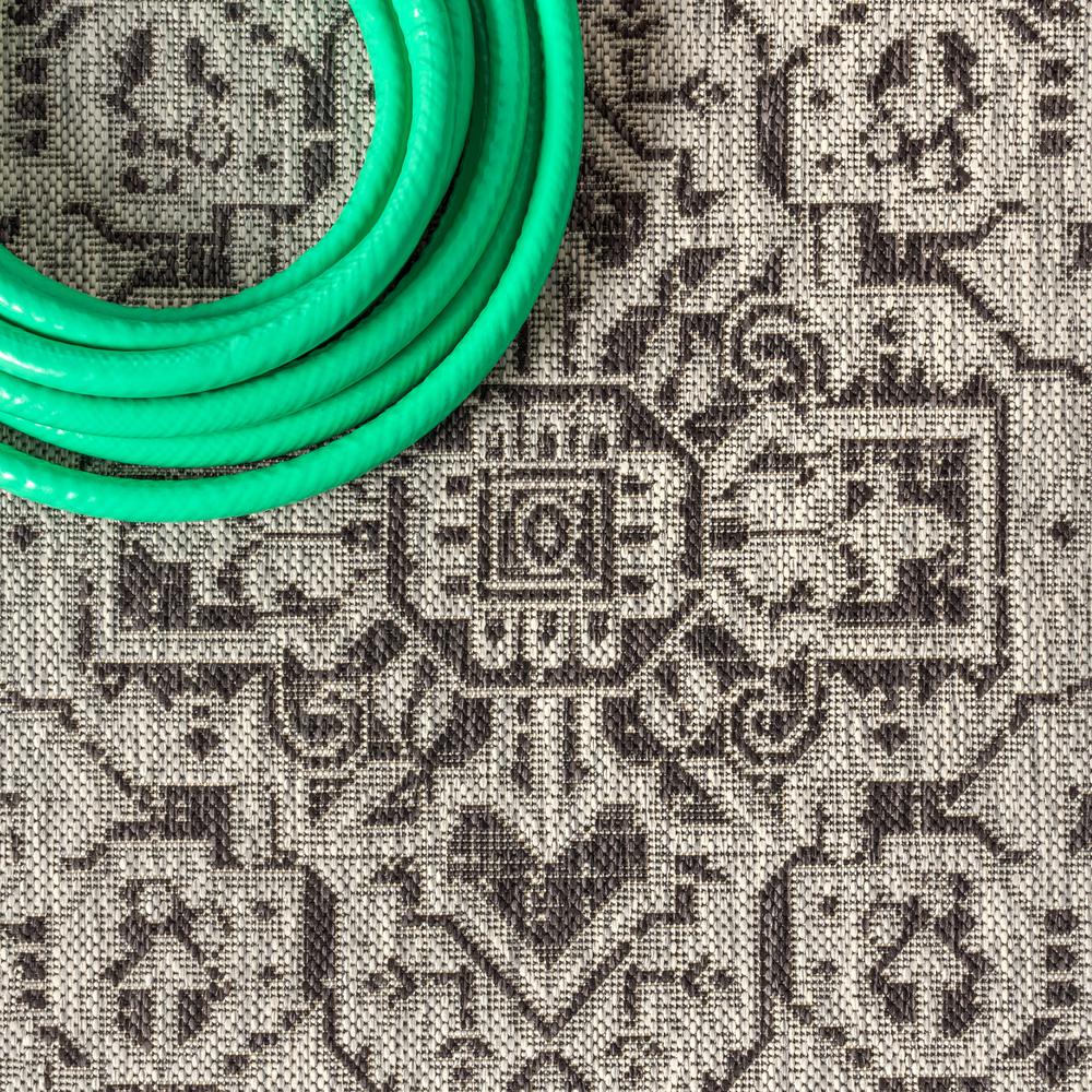 Sinjuri Medallion Textured Weave Indoor/Outdoor Area Rug. Picture 8
