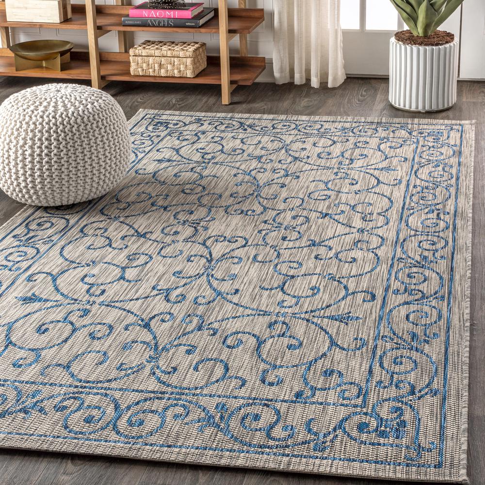 Charleston Vintage Filigree Textured Weave Indoor/Outdoor Area Rug. Picture 4