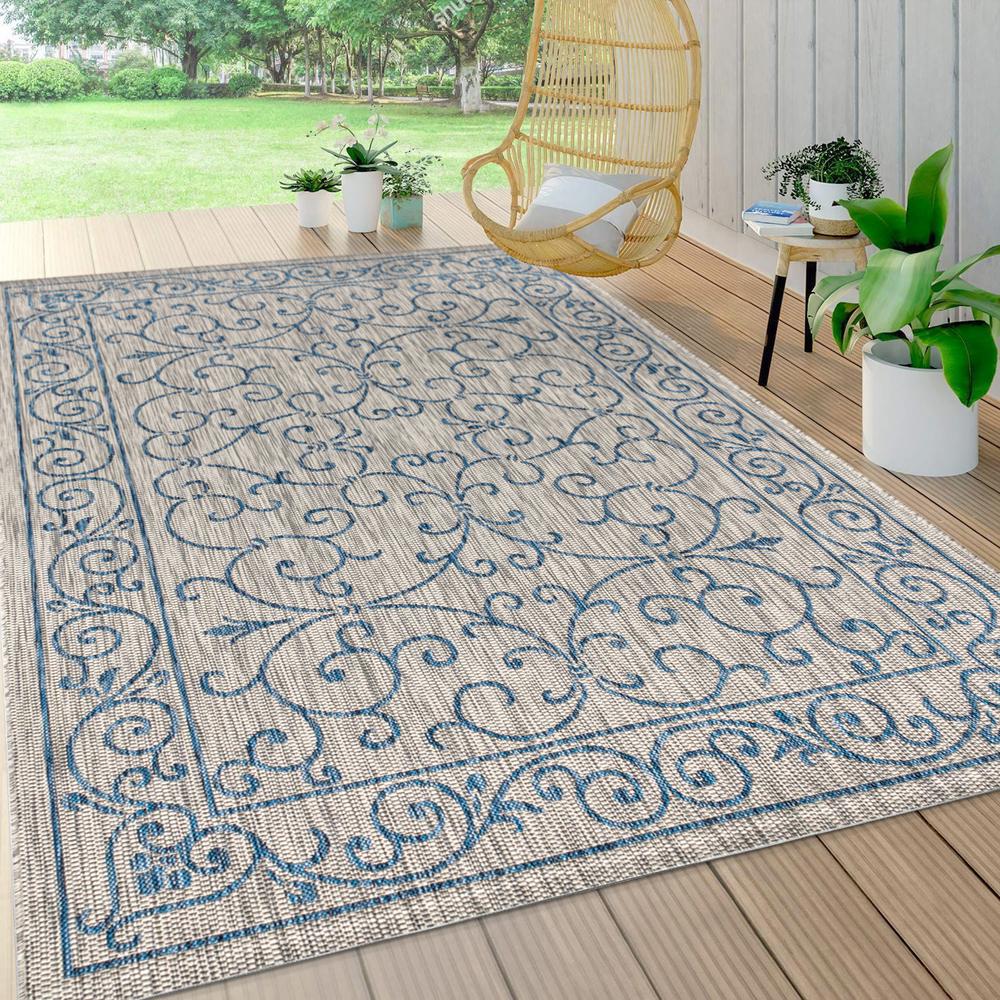 Charleston Vintage Filigree Textured Weave Indoor/Outdoor Area Rug. Picture 6