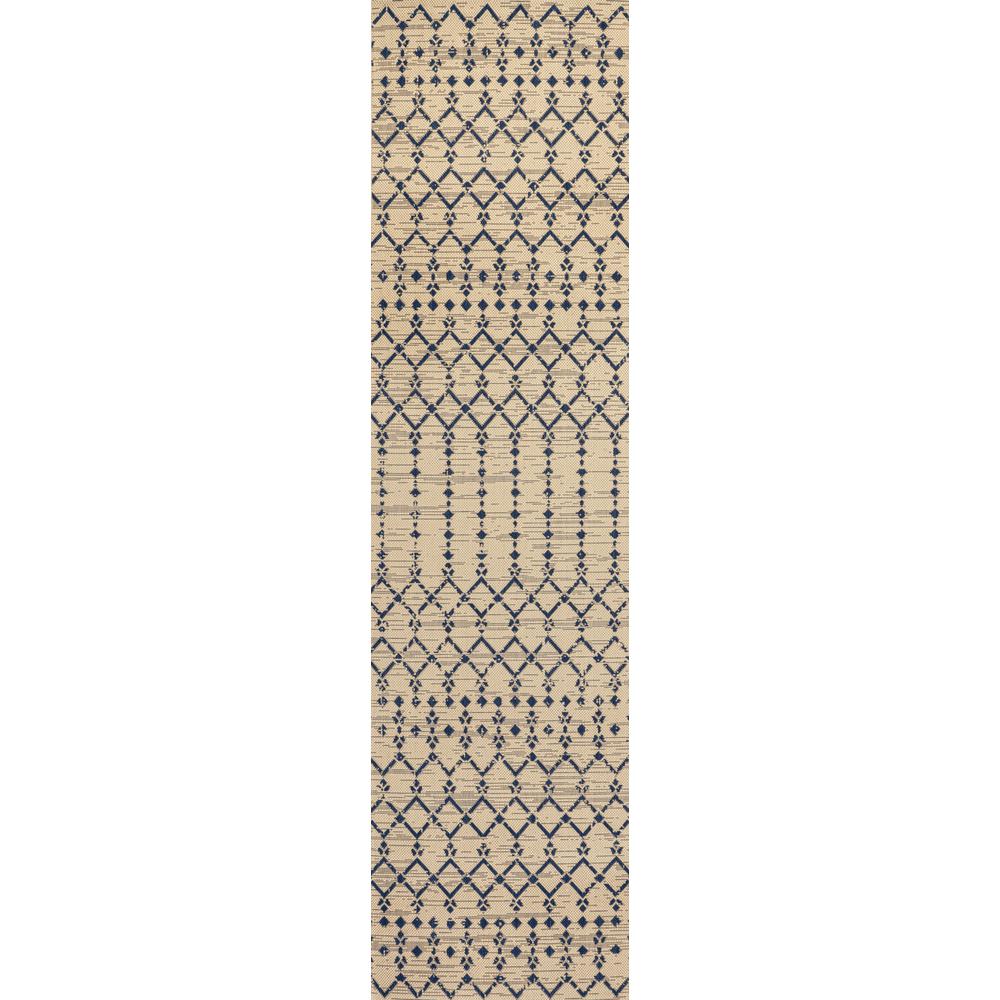 Ourika Moroccan Geometric Textured Weave Indoor/Outdoor Runner Rug. Picture 1