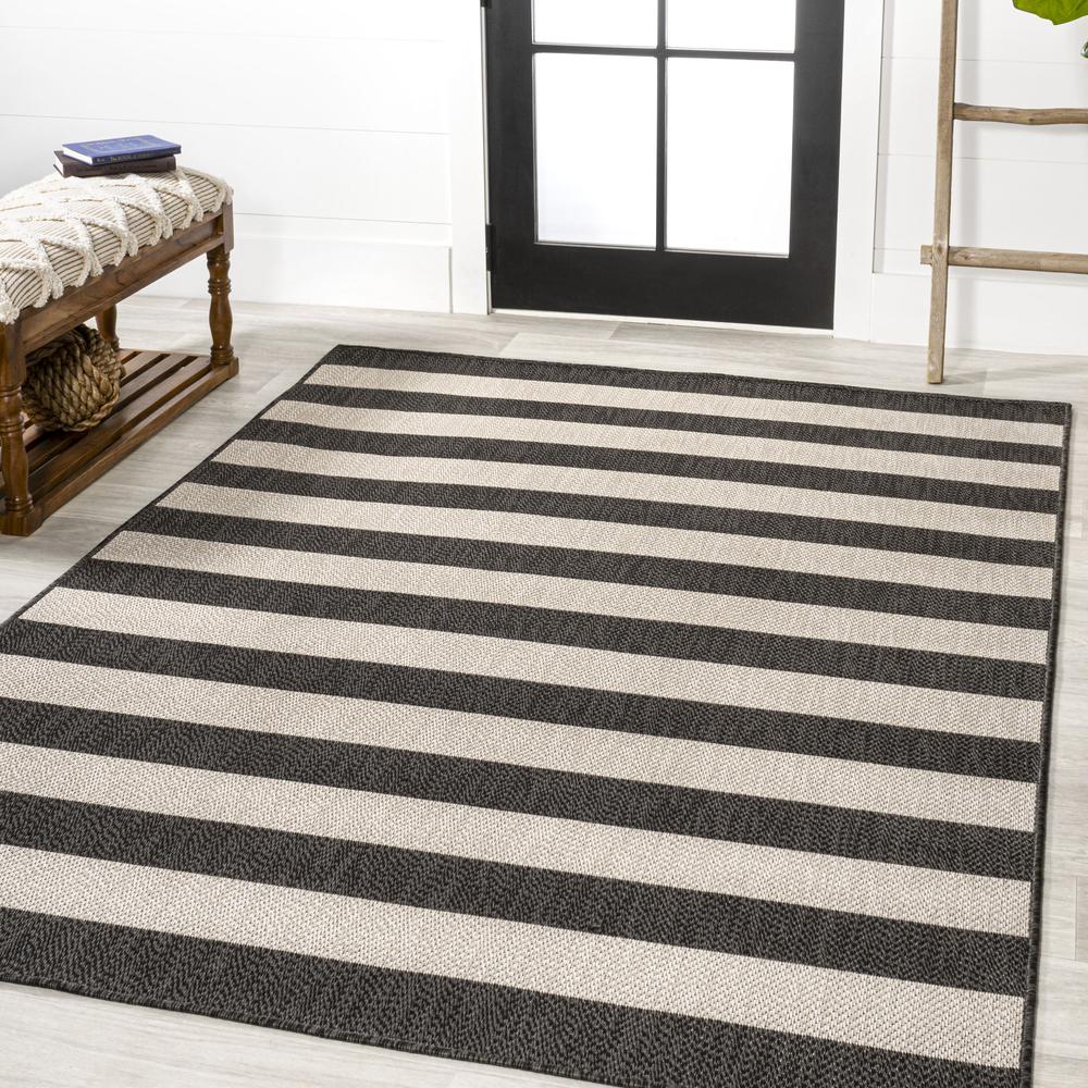 Negril Two Tone Wide Stripe Indoor/Outdoor Area Rug. Picture 3