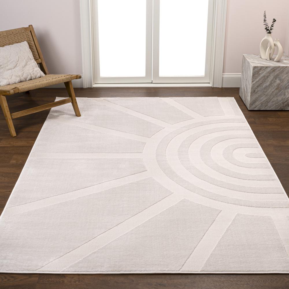 Aelius Midcentury Scandinavian Abstract Sun Two-Tone High-Low Area Rug. Picture 4