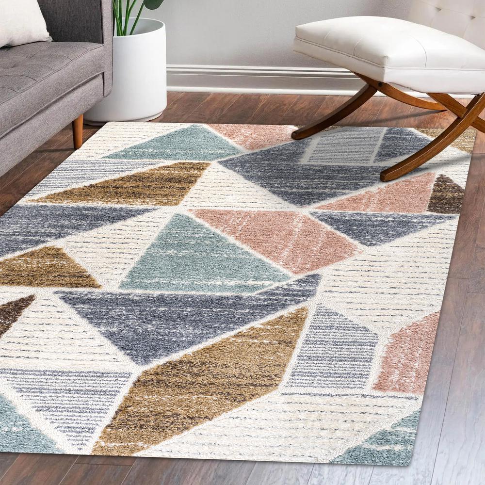 Aileen Geometric Scandi Colorblock Carved Area Rug. Picture 11