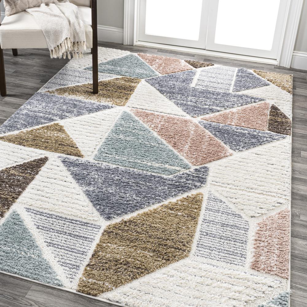 Aileen Geometric Scandi Colorblock Carved Area Rug. Picture 3