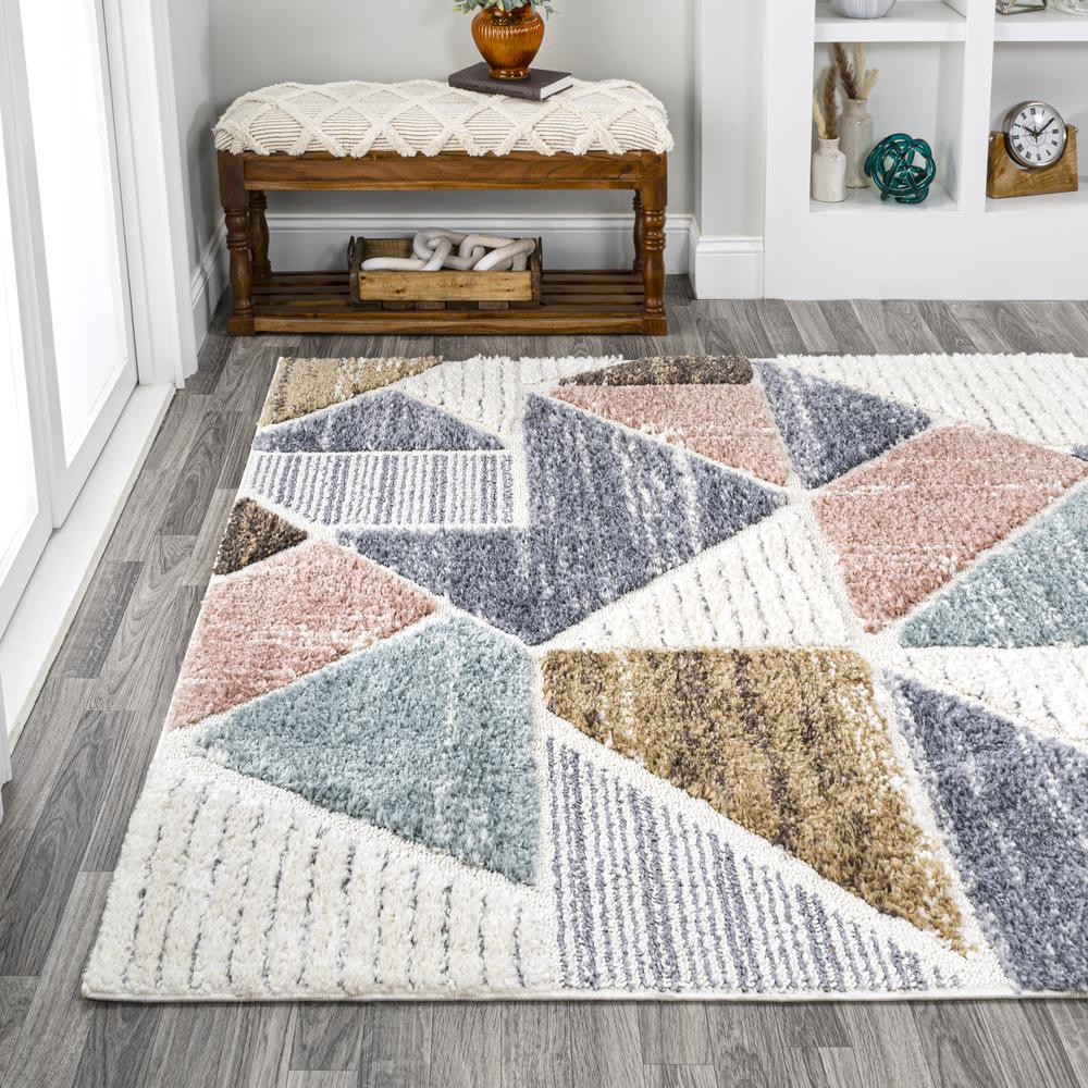 Aileen Geometric Scandi Colorblock Carved Area Rug. Picture 4