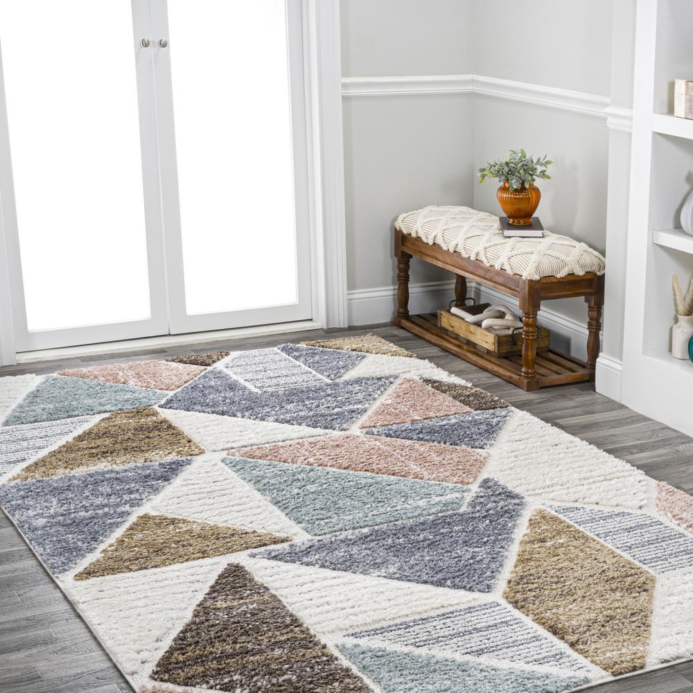 Aileen Geometric Scandi Colorblock Carved Area Rug. Picture 6