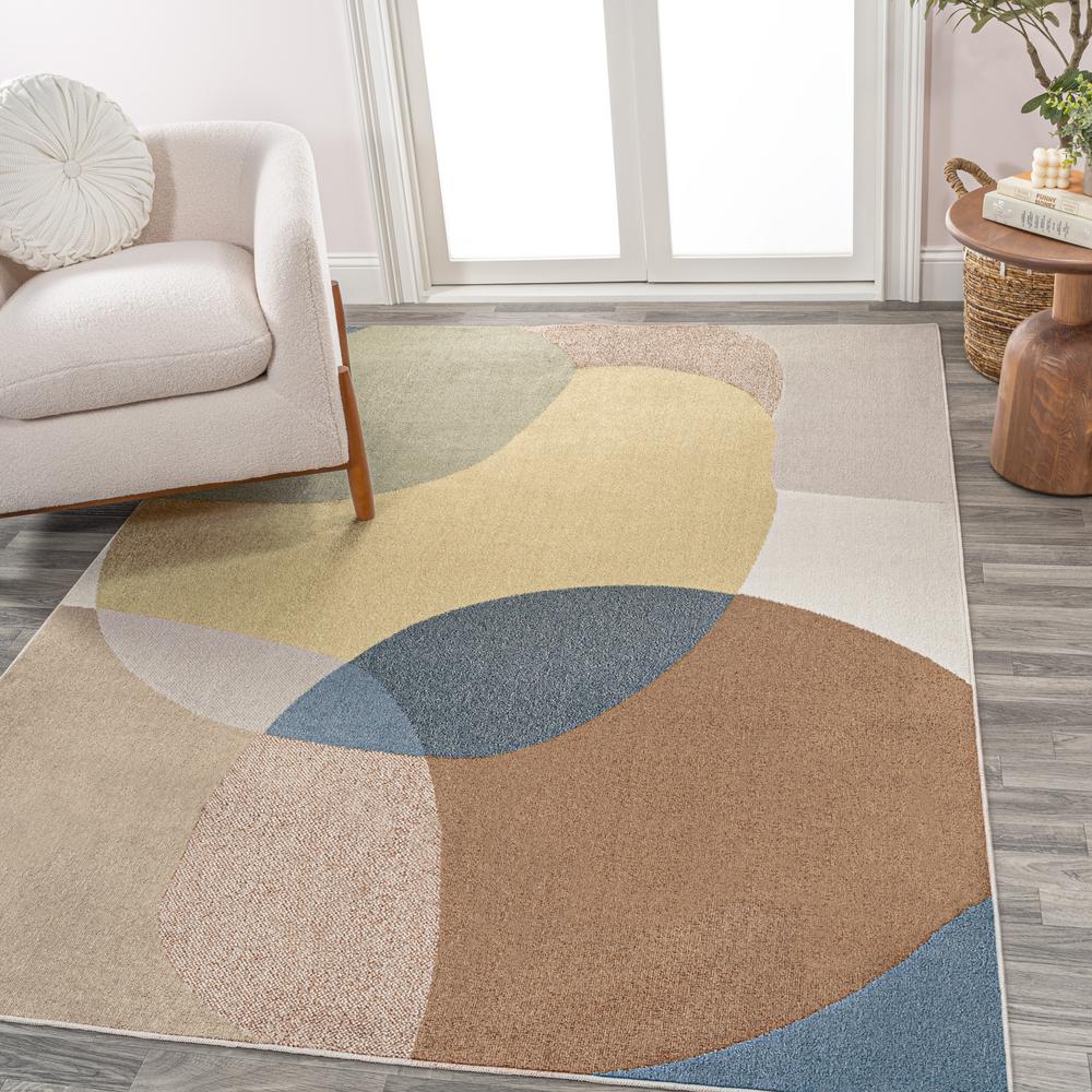 Pebble Geometric Contemporary Machine-Washable Area Rug. Picture 7