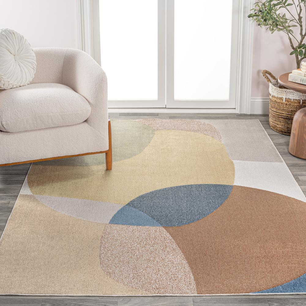 Pebble Geometric Contemporary Machine-Washable Area Rug. Picture 8