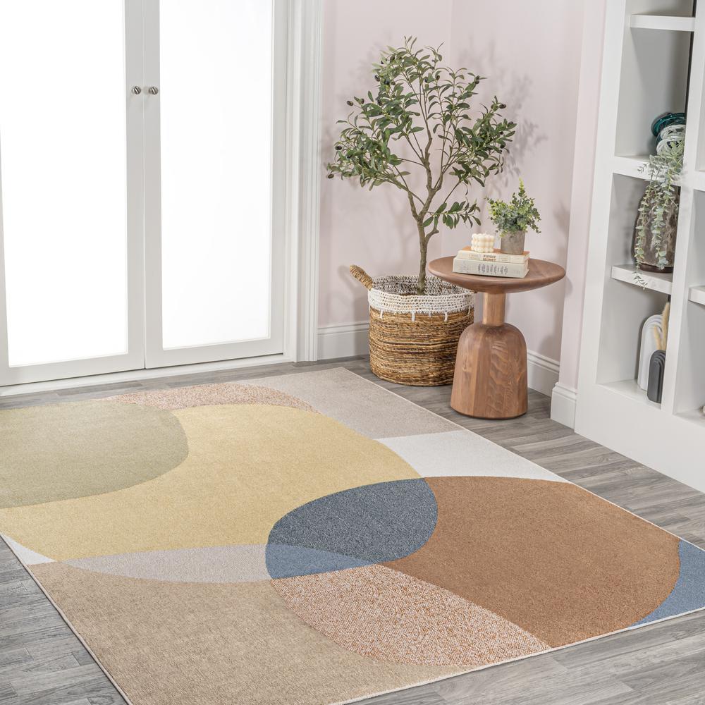 Pebble Geometric Contemporary Machine-Washable Area Rug. Picture 3