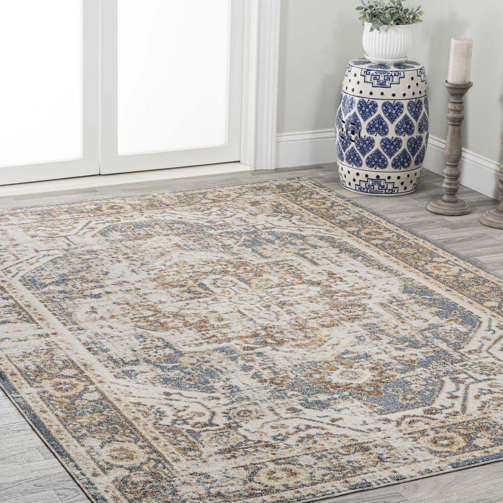 Edith Distressed Medallion Low-Pile Machine-Washable Area Rug. Picture 3