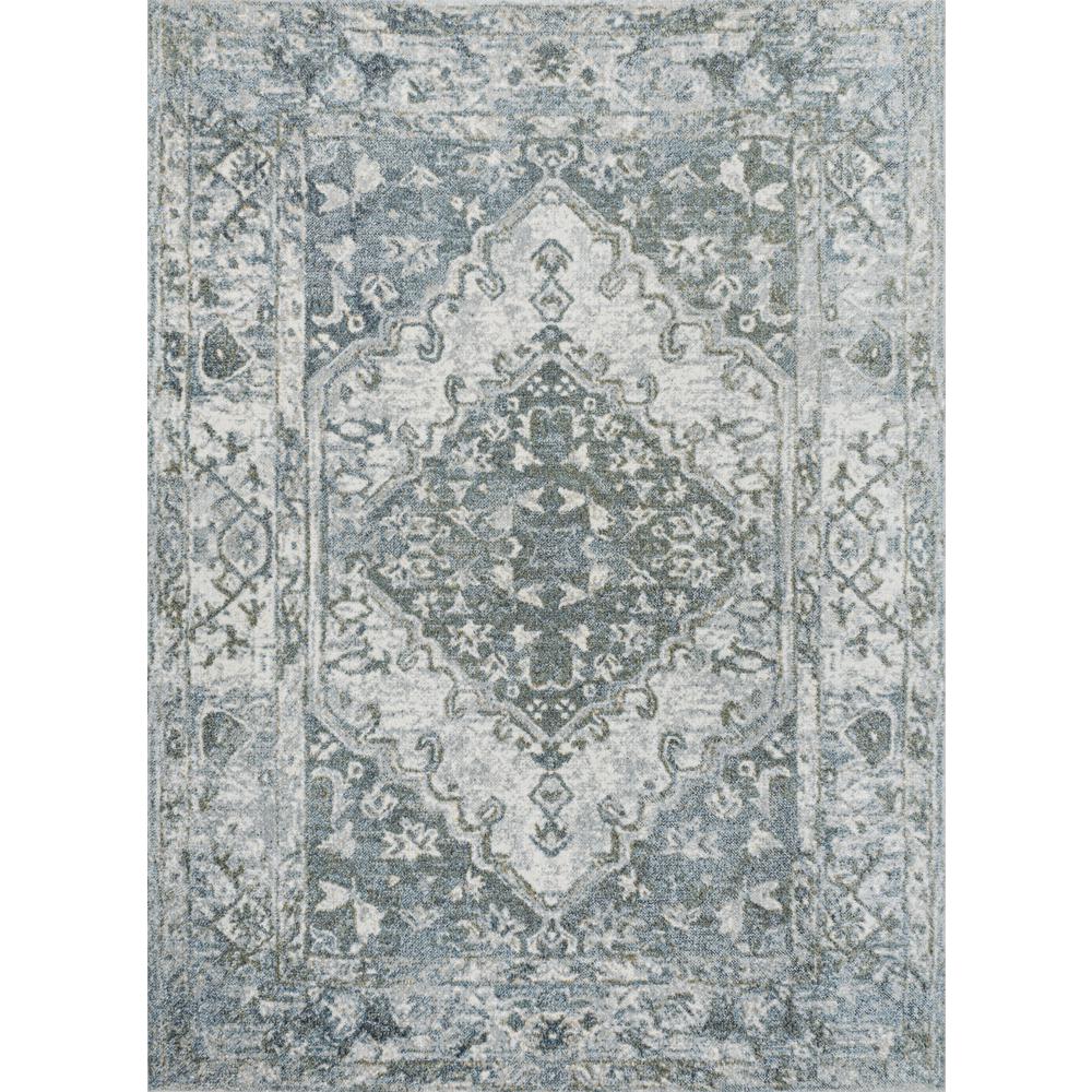 Pavel Distressed Medallion Low-Pile Machine-Washable Area Rug. Picture 1