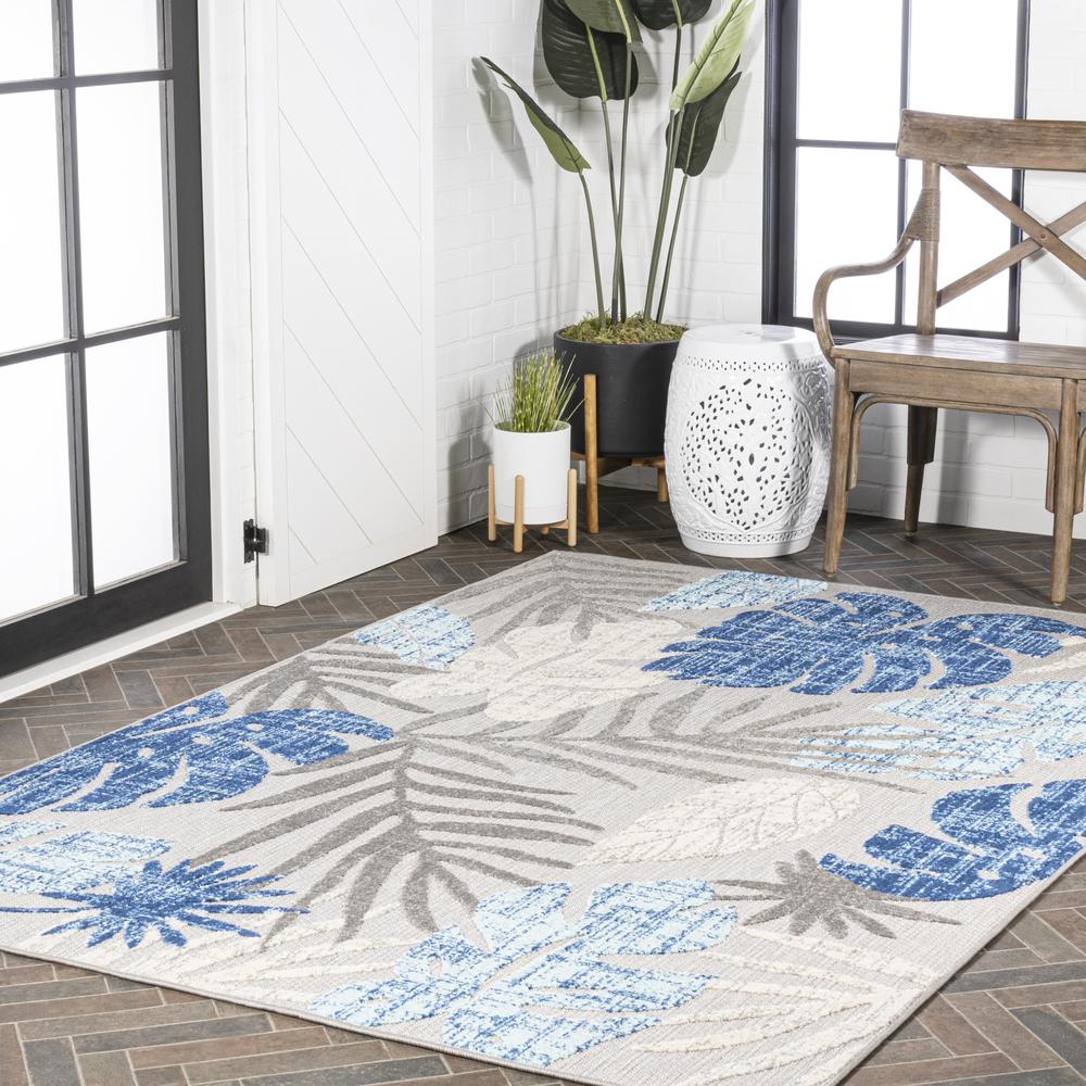 Monstera Tropical Leaf High-Low Indoor/Outdoor Area Rug. Picture 10