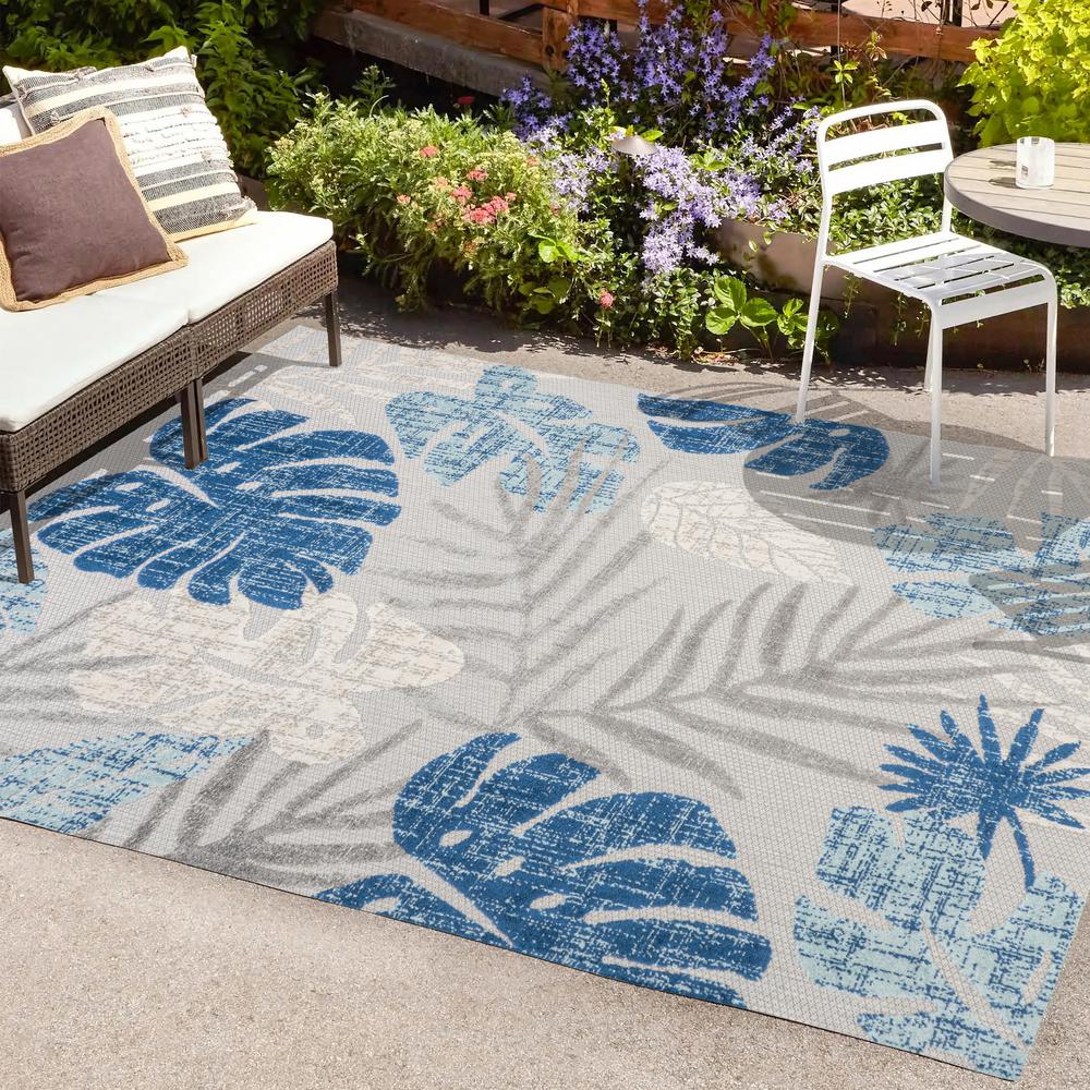Monstera Tropical Leaf High-Low Indoor/Outdoor Area Rug. Picture 7