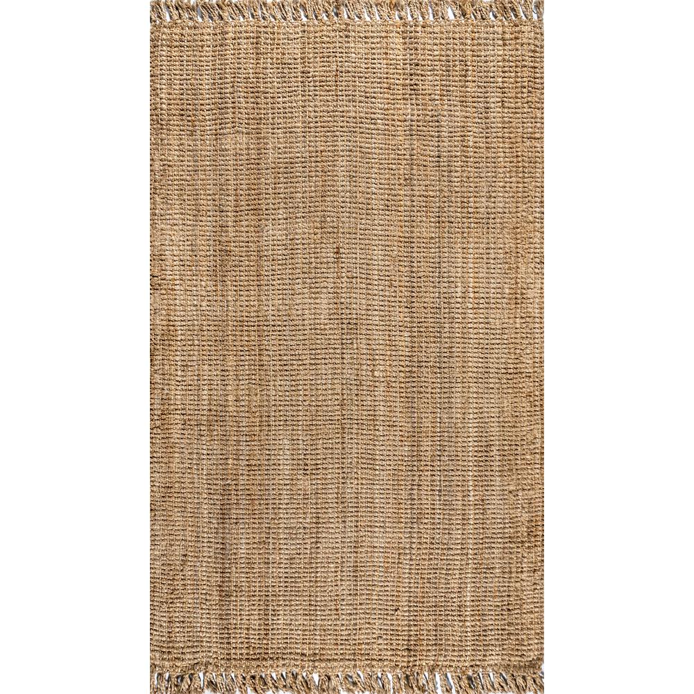 Pata Hand Woven Chunky Jute with Fringe Area Rug. Picture 1