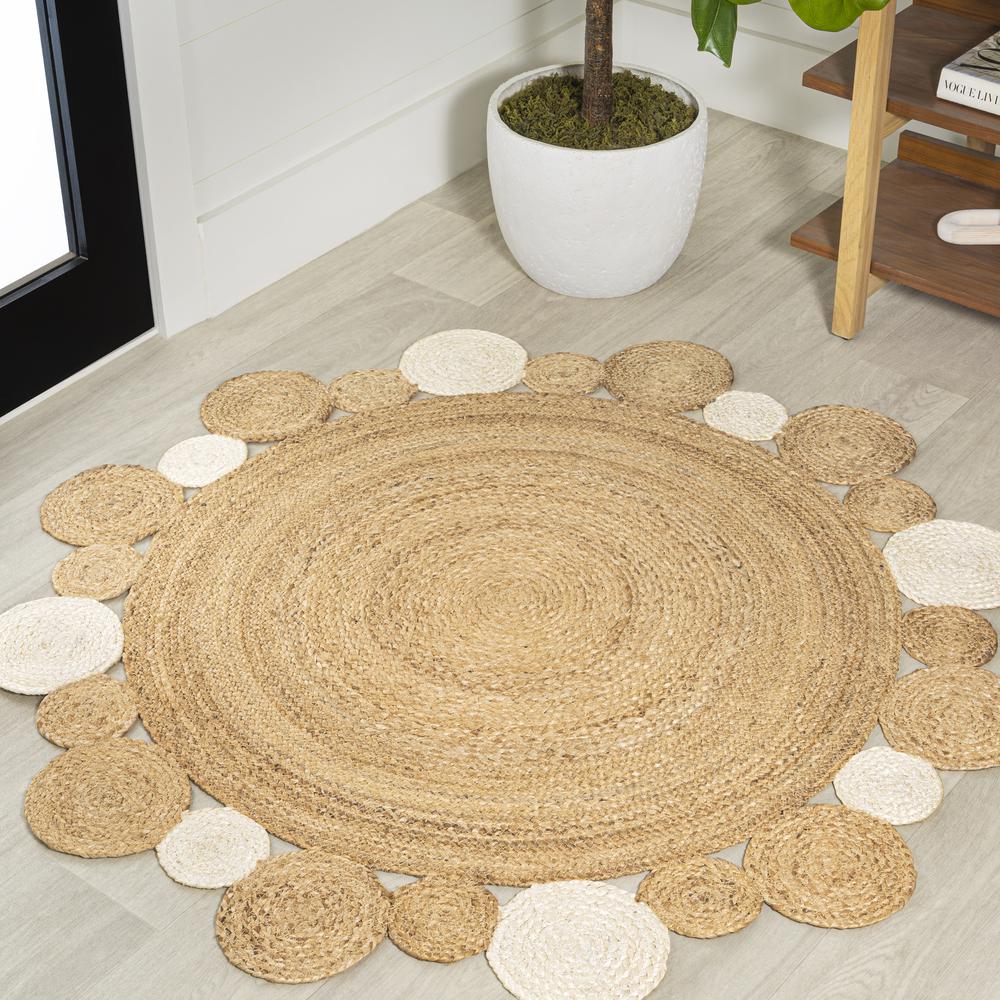 Ayana Two Tone Jute Hippy Circle Area Rug. Picture 8