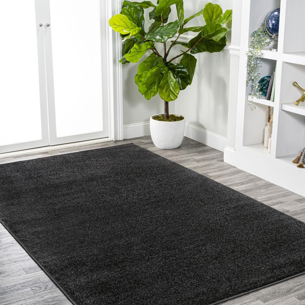 Haze Solid Low Pile Area Rug Black. Picture 6