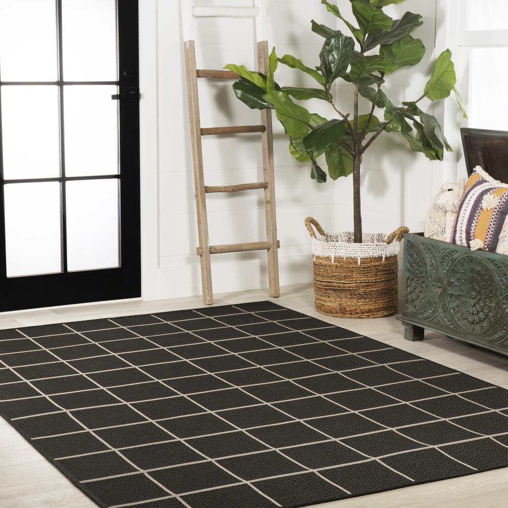 Grid Modern Squares Indoor/Outdoor Area Rug. Picture 6