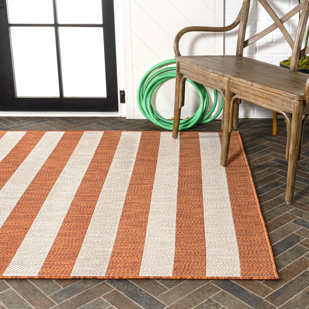 Negril Two Tone Wide Stripe Indoor/Outdoor Area Rug. Picture 8