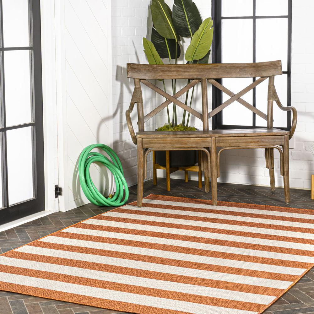 Negril Two Tone Wide Stripe Indoor/Outdoor Area Rug. Picture 10