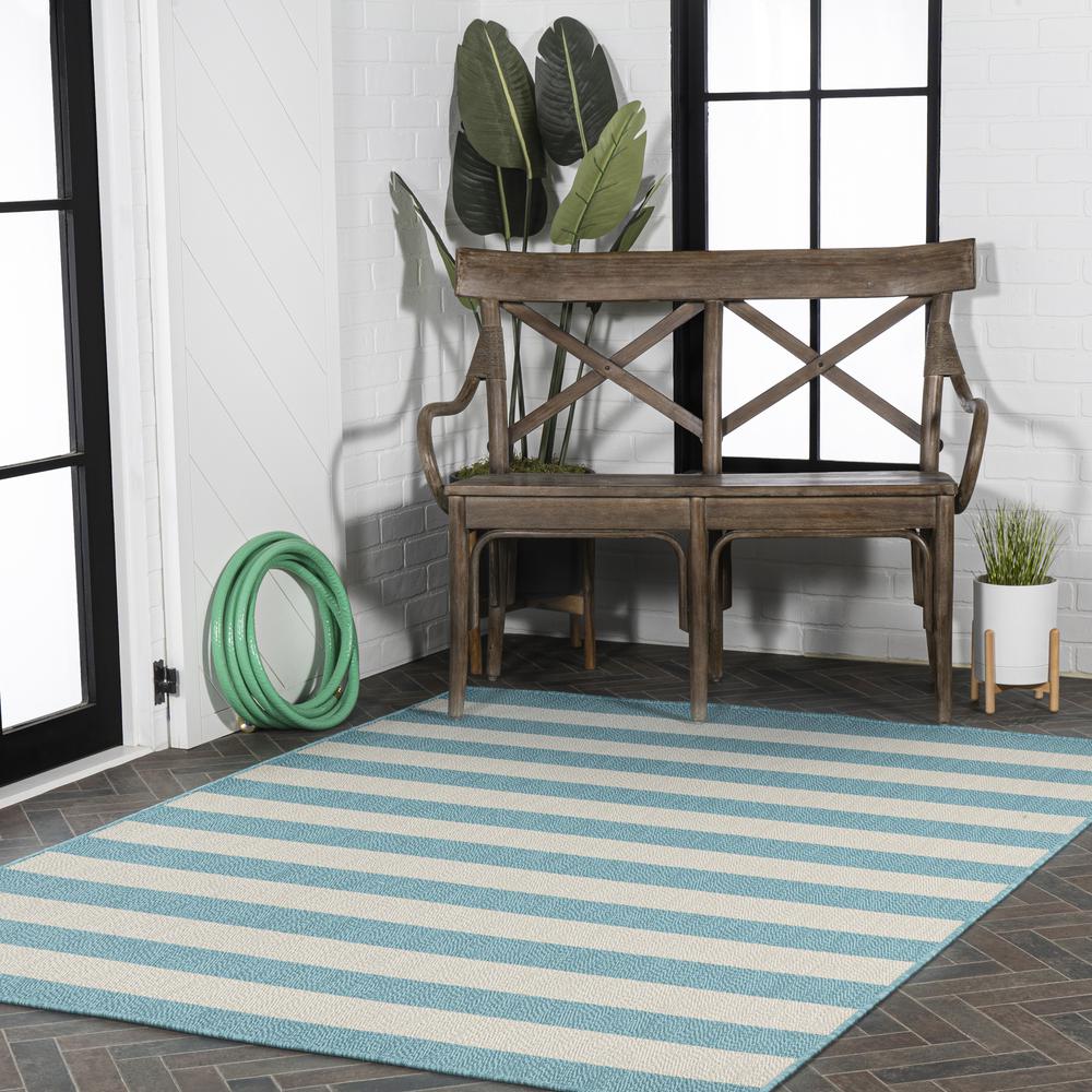 Negril Two Tone Wide Stripe Indoor/Outdoor Area Rug. Picture 10