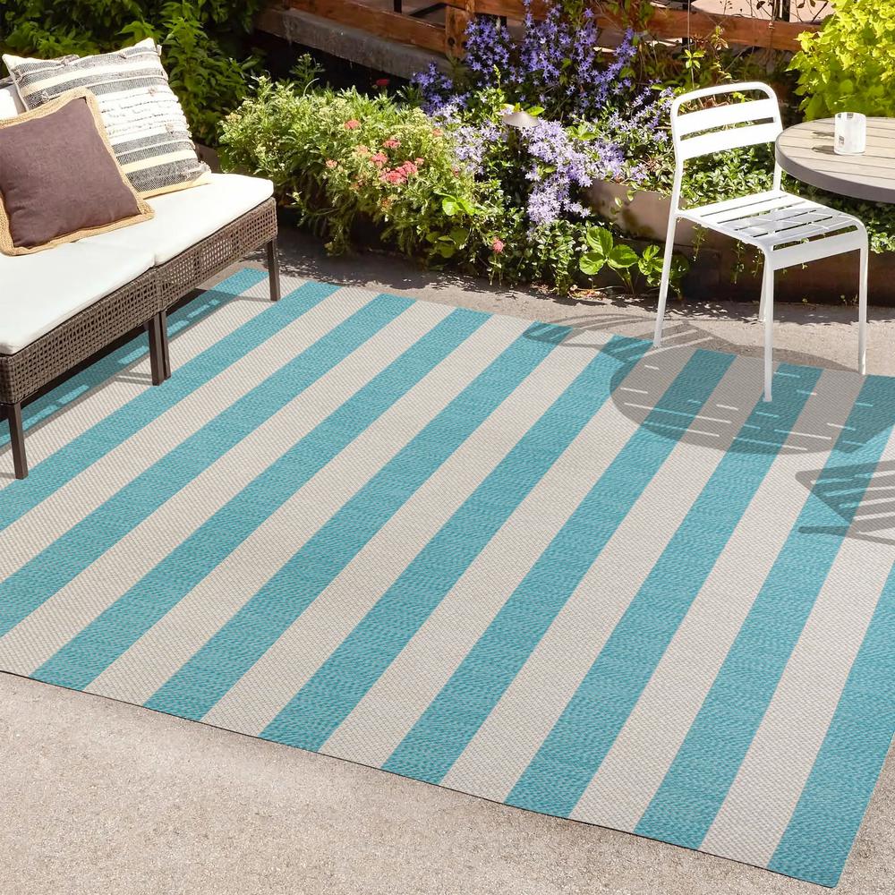 Negril Two Tone Wide Stripe Indoor/Outdoor Area Rug. Picture 7