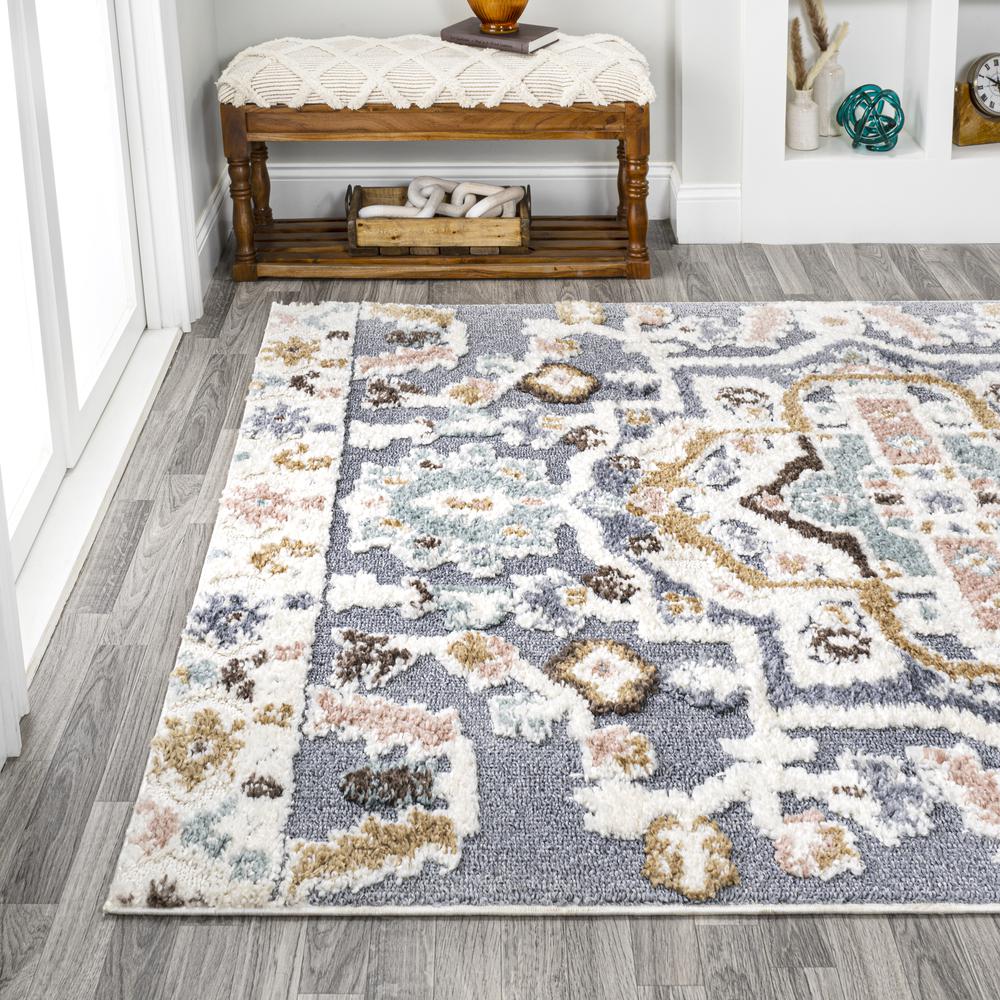 Aziza Persian Medallion High-Low Area Rug. Picture 4